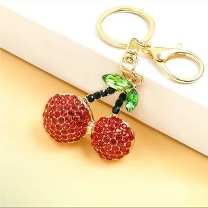 Cherry bling bag charm / key chain